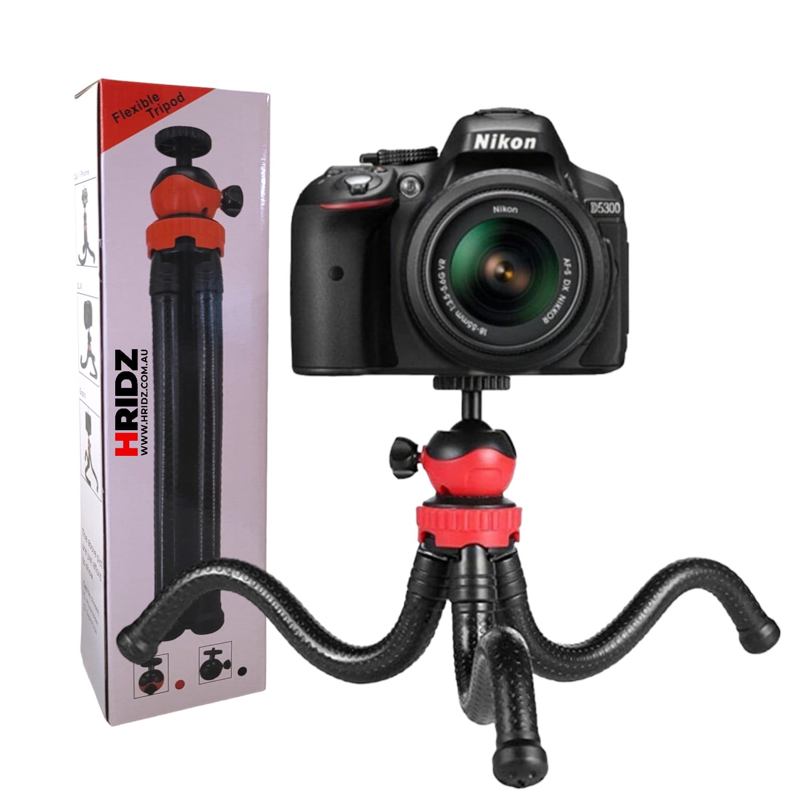 Hridz 360 Degree Flexible Octopus Portable Tripod Heavy Duty Stand with Ball Head for GoPro DSLR Camera - HRIDZ