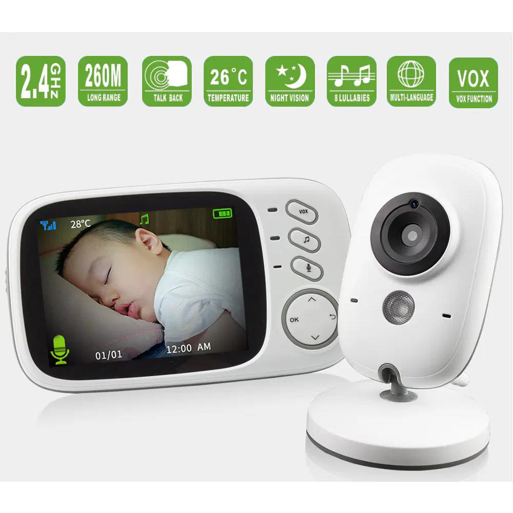 Video Baby Monitor camera with 3.2" LCD Wireless No app needed Audio Monitor with Camera Baby Alarm - HRIDZ