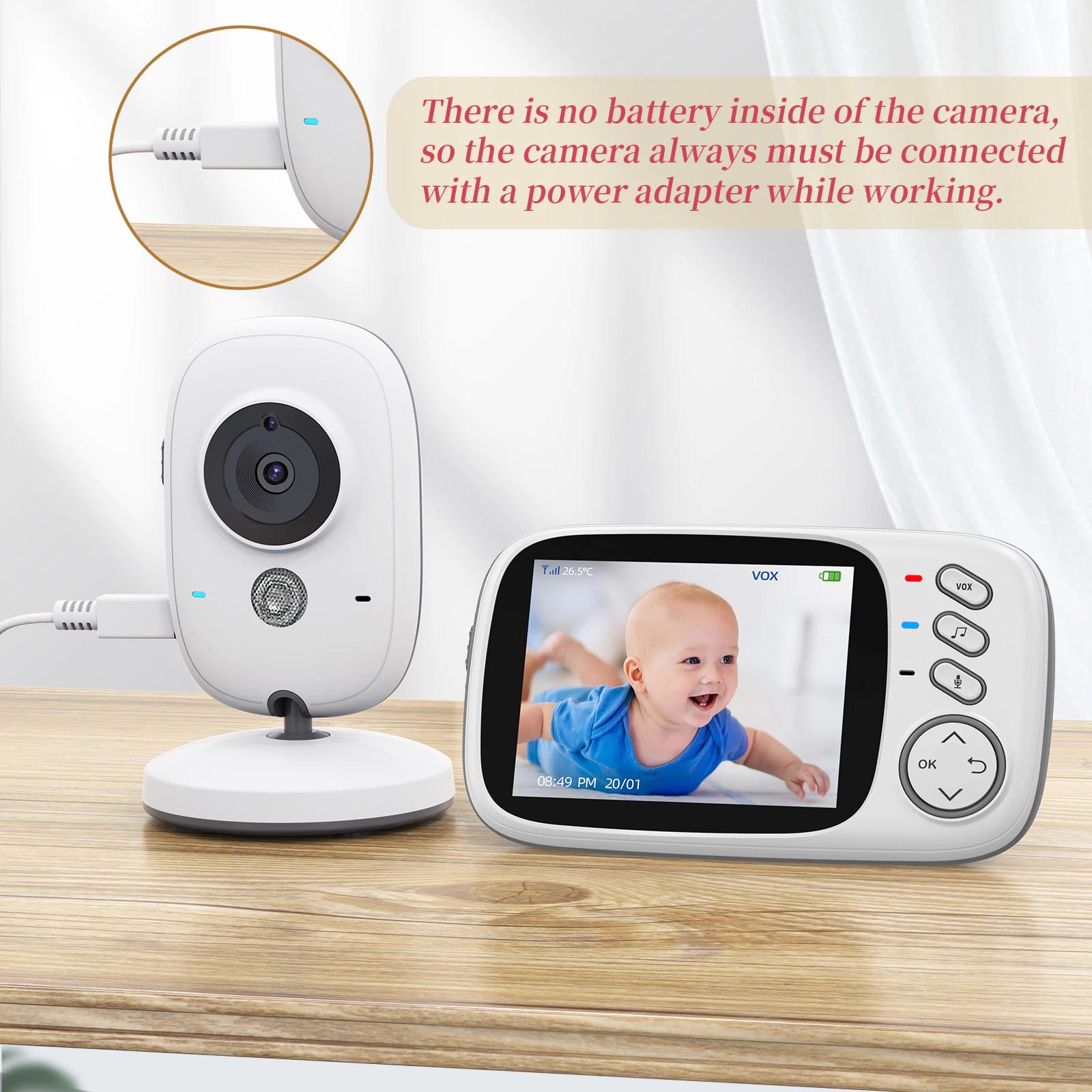 Video Baby Monitor camera with 3.2" LCD Wireless No app needed Audio Monitor with Camera Baby Alarm - HRIDZ