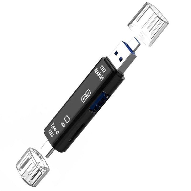 5 in 1 Multifunction Usb 2.0 Type C/Usb /Micro Usb/Tf/SD Memory Card Reader OTG Card Reader - HRIDZ