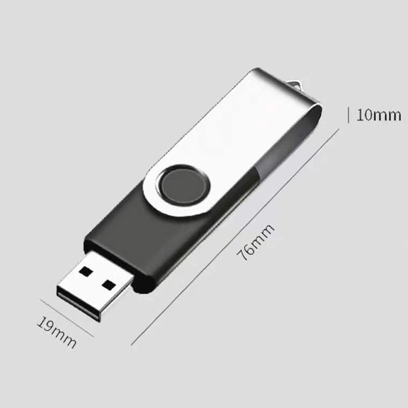 Black 64G Rotating USB Flash Drive High-Speed Portable for Computer - HRIDZ