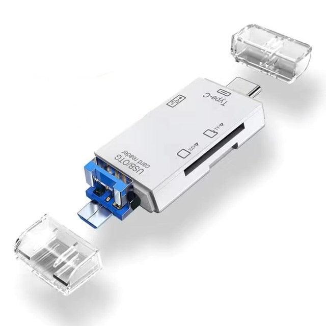 5 in 1 Multifunction USB 2.0 Type C USB Micro USB TF SD Smart Memory SD Card Reader - HRIDZ