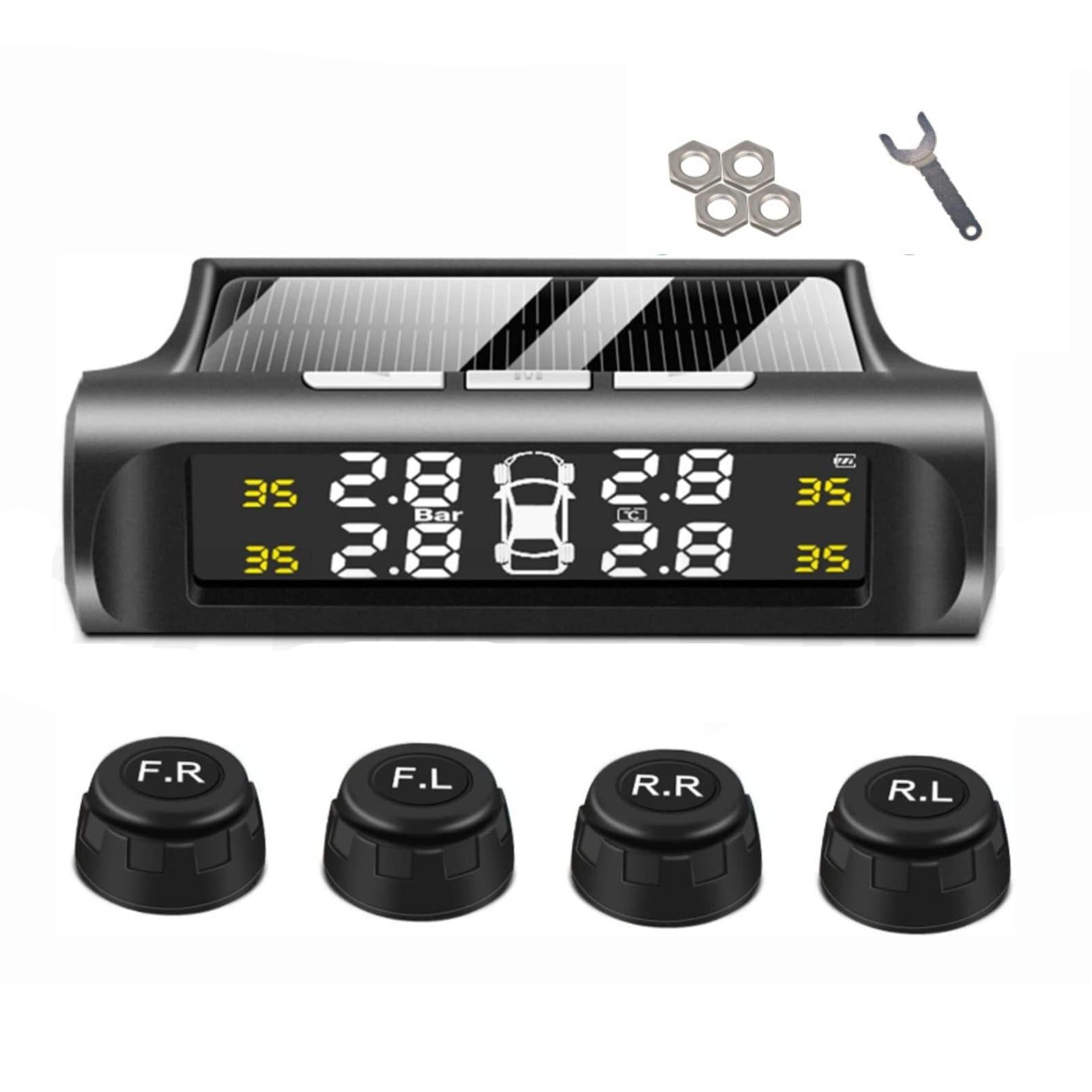 Solar Wireless TPMS Car Tire Tyre Pressure Monitor Monitoring System 4 Sensors - HRIDZ