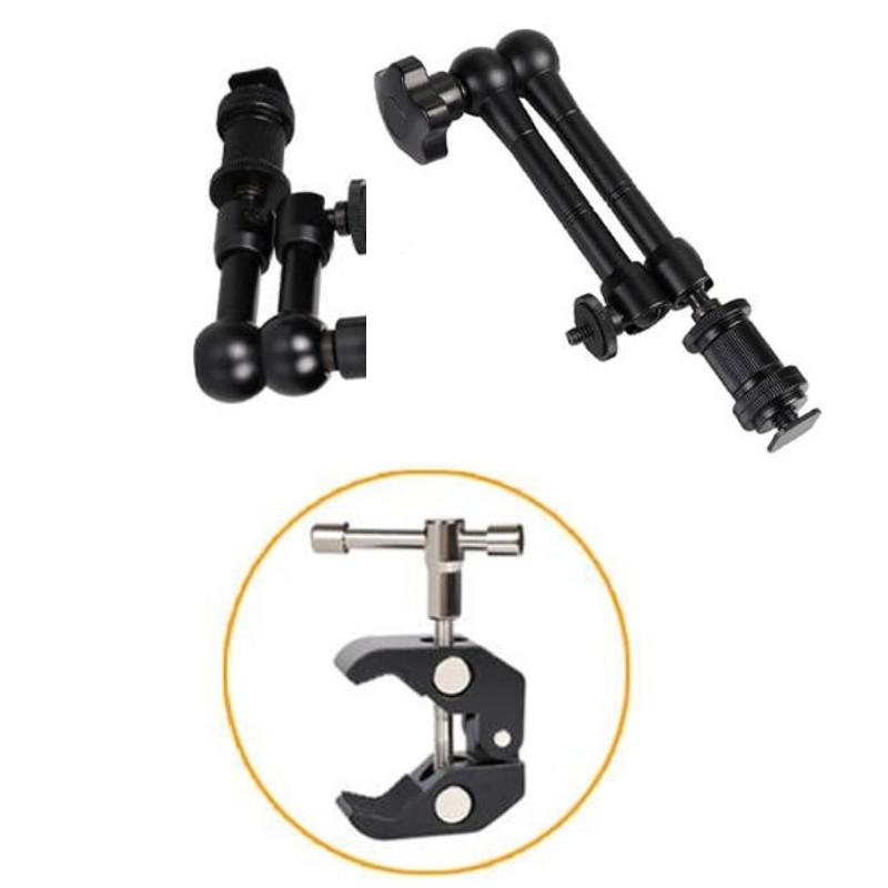 Hridz 11inch Metal Articulating Magic Arm with cold shoe Super Crab Clamp Holder Stand - HRIDZ