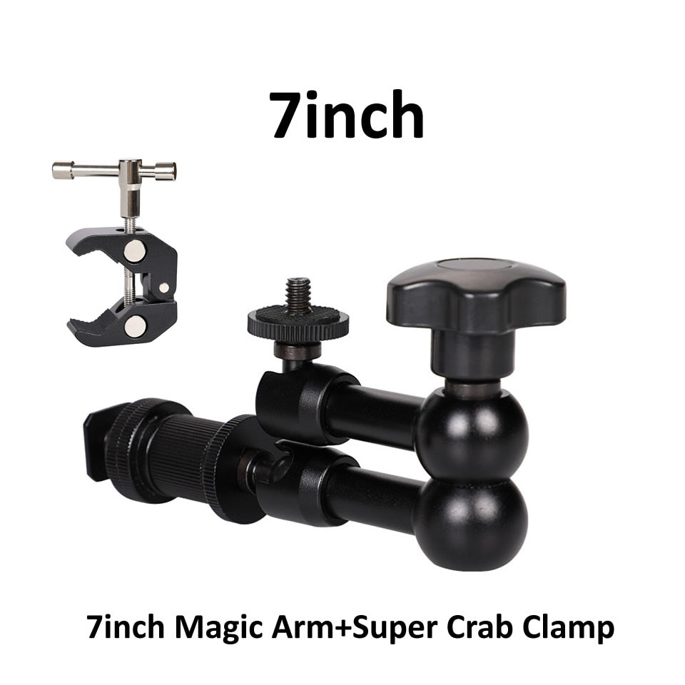 Hridz 11inch Metal Articulating Magic Arm with cold shoe Super Crab Clamp Holder Stand - HRIDZ