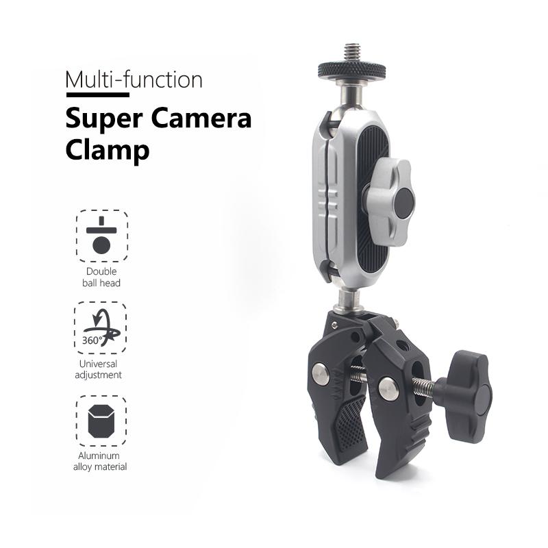 HRIDZ 360 Degree Rotation Aluminium Magic Arm Super Clamp Mount 1/4 Screw - HRIDZ