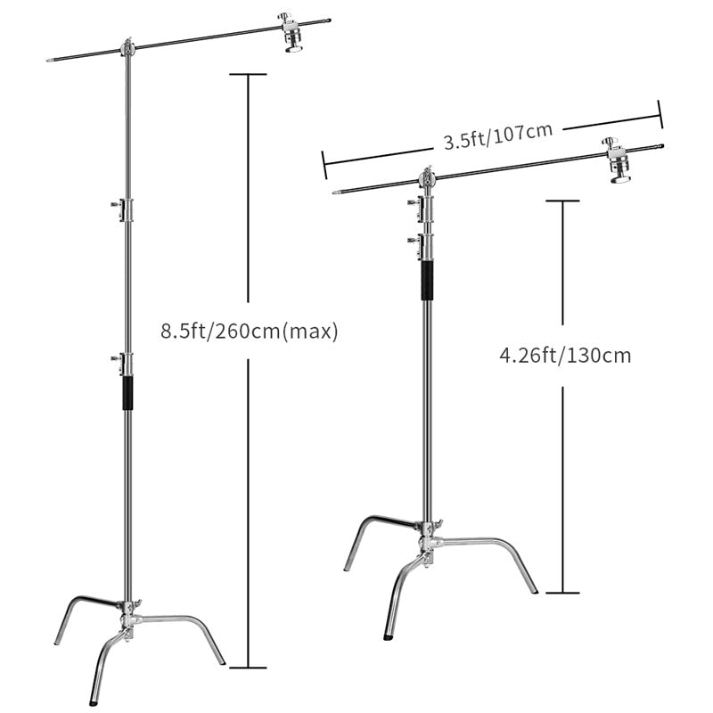 HRIDZ Stainless Steel Heavy Duty C Stand with Boom Arm for Bowen Light Softbox - HRIDZ