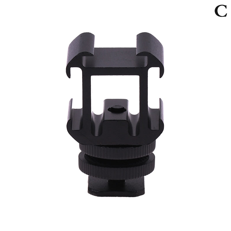 Triple Hot Shoe Mount Adapter Bracket Stand Holder for DSLR Camera LED Mic Flash - HRIDZ