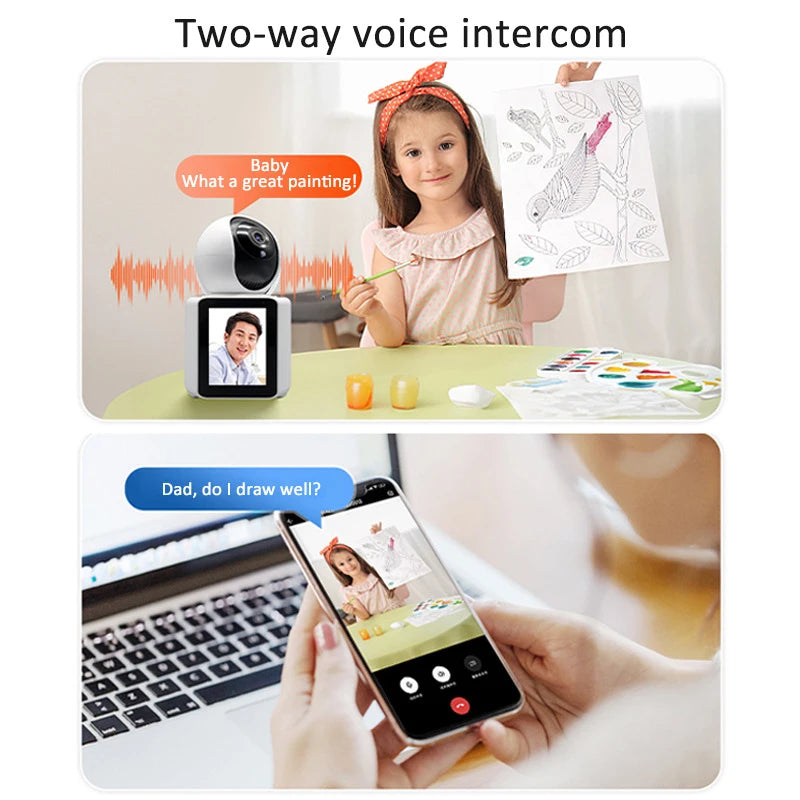 WiFi Camera Visual Screen Dual-Way intercom Desktop Rotate Surveillance Cameras IP Camera - HRIDZ