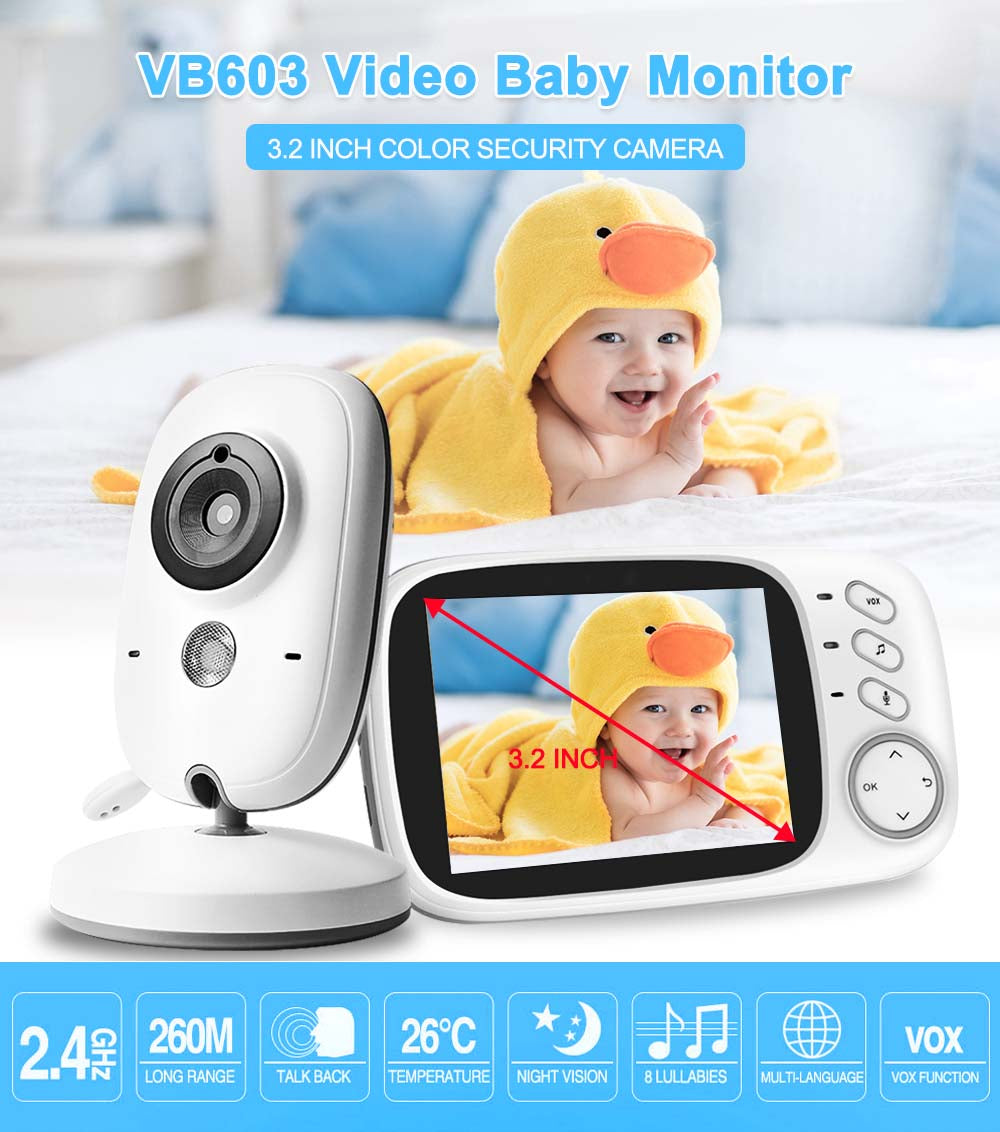 Video Baby Monitor camera with 3.2" LCD Wireless No app needed Audio Monitor with Camera Baby Alarm - HRIDZ