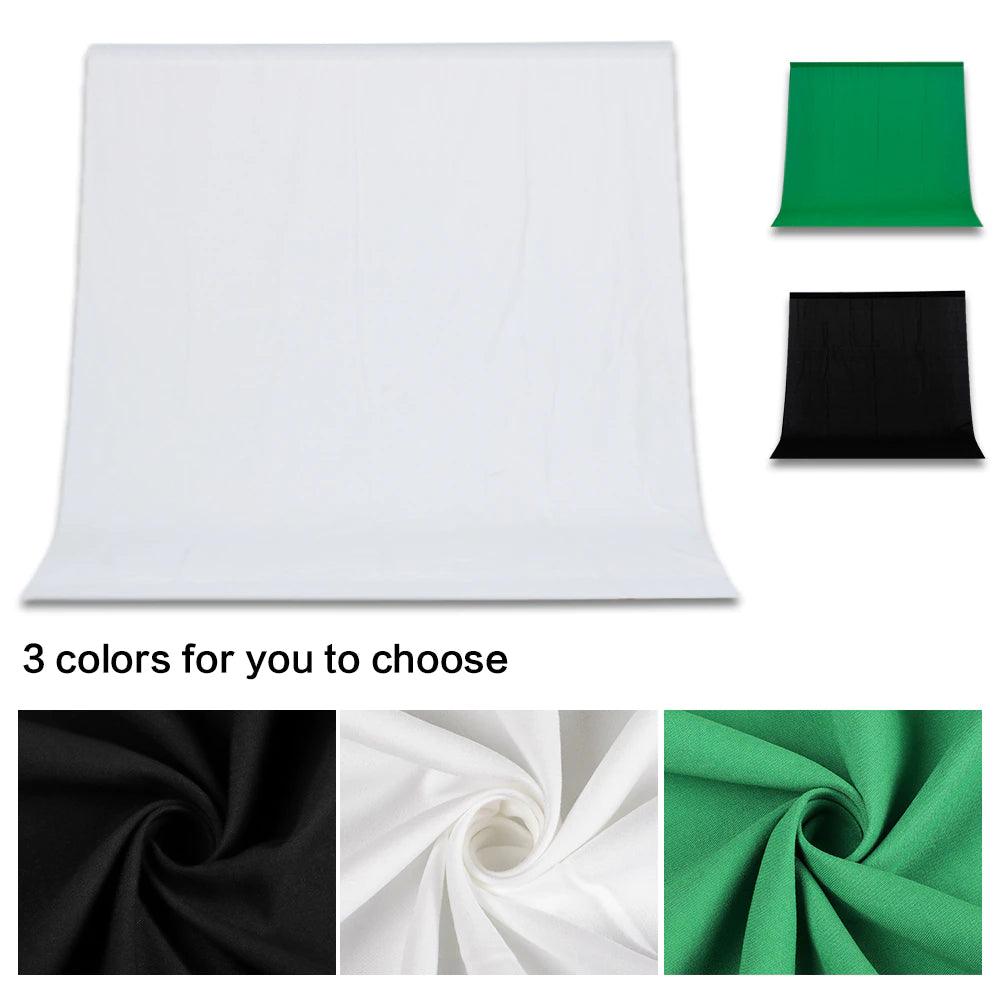 2x3m Backdrop Support System Kit With 6x9ft Green,Black,White Cloth For Muslins Background Stand Adjust With Carry Bag - HRIDZ