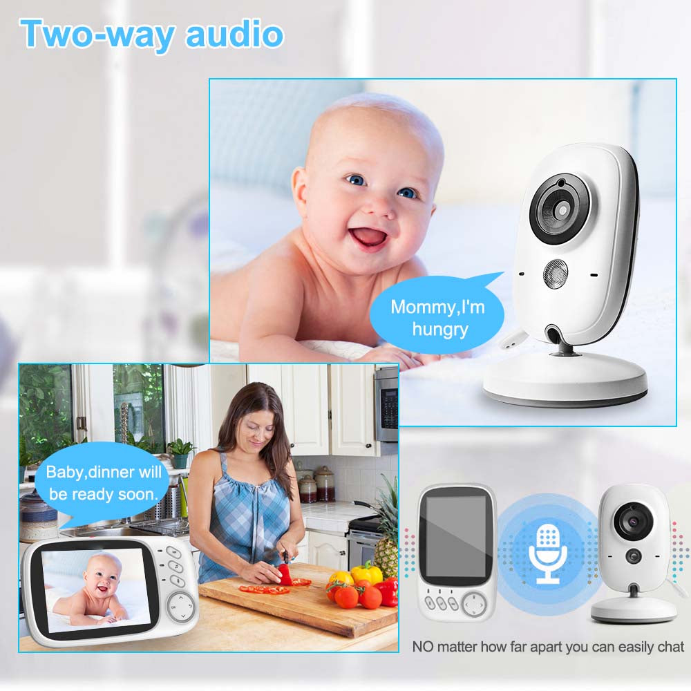 Video Baby Monitor camera with 3.2" LCD Wireless No app needed Audio Monitor with Camera Baby Alarm - HRIDZ