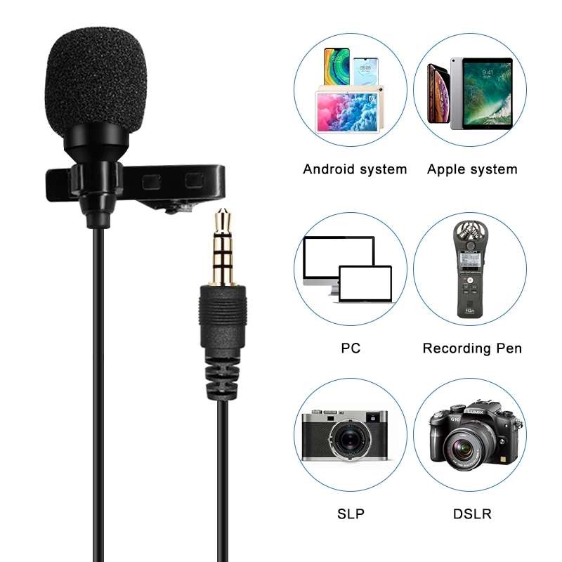 HRIDZ 6M 3.5mm Jack Clip-on Lavalier Lapel Microphone for iPhone Android DSLR Cameras - HRIDZ