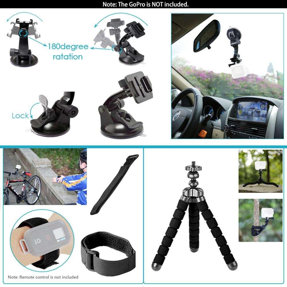 Action camera accessories GoPro Accessories Set for Go Pro Hero 10 9 8 Max7 6 5 4 Black Mount - HRIDZ