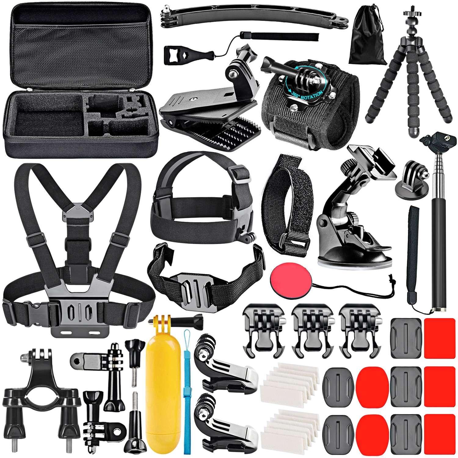 Action camera accessories GoPro Accessories Set for Go Pro Hero 10 9 8 Max7 6 5 4 Black Mount - HRIDZ