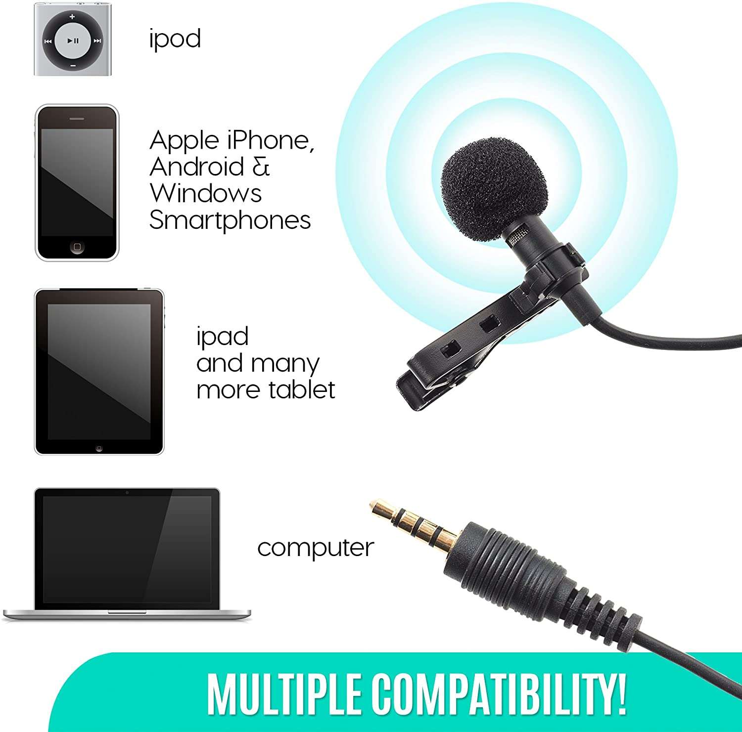 Hridz Clip-on Lapel Mini Lavalier Mic Microphone - 3.5mm Mic for PC, Phone, DSLR - HRIDZ