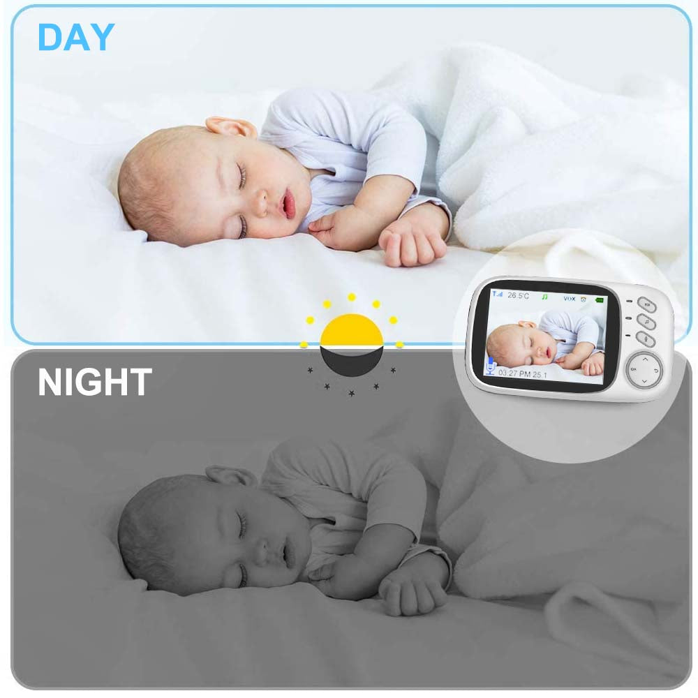 Video Baby Monitor camera with 3.2" LCD Wireless No app needed Audio Monitor with Camera Baby Alarm - HRIDZ