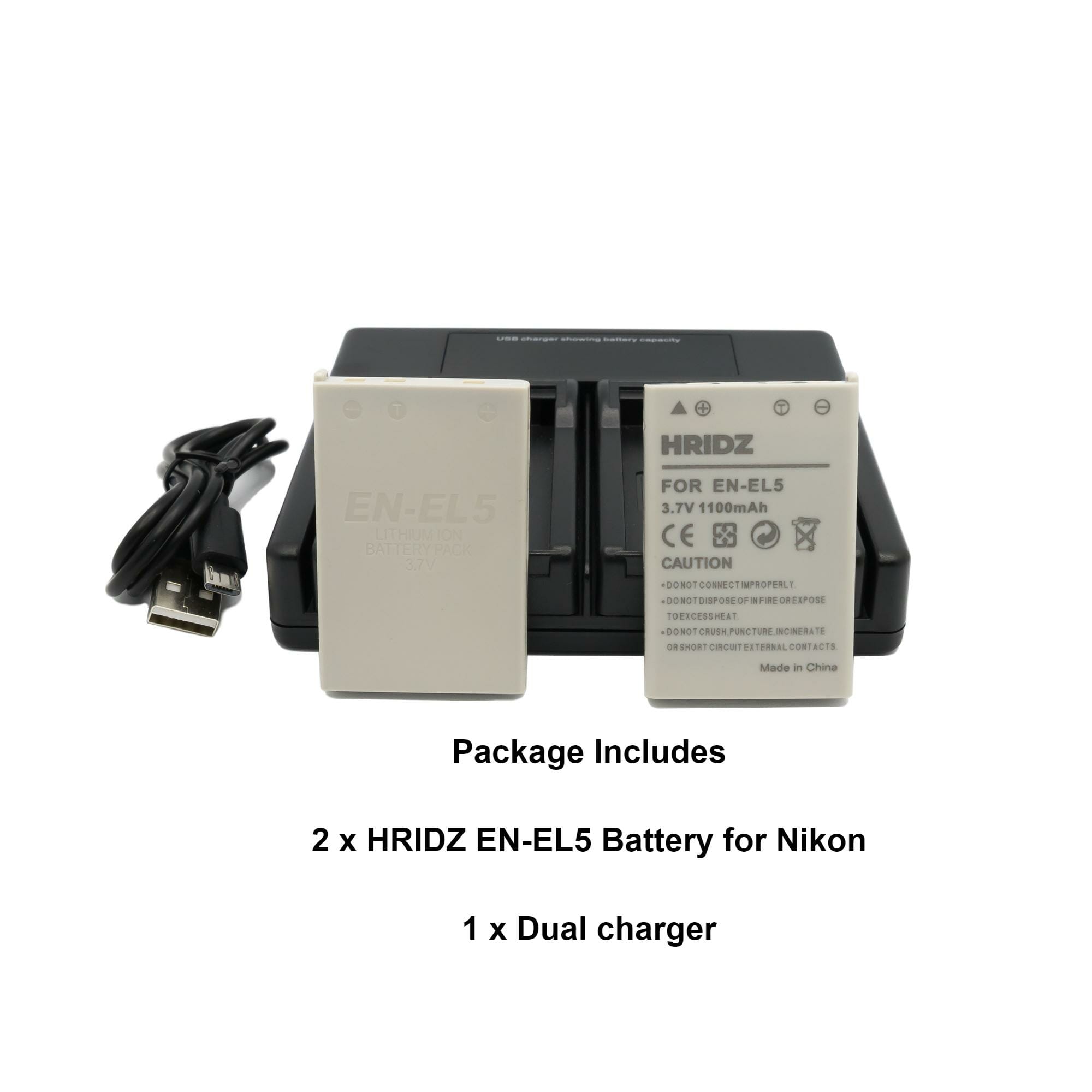 HRIDZ EN-EL5 Battery & Charger Set For Nikon Coolpix 3700 4200 5200 5900 7900 E3700 P5000 - HRIDZ