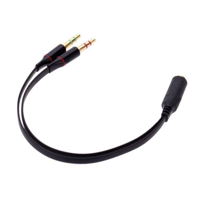 3.5mm Jack Y Splitter 2 Male to 1 Female Stereo Audio Headphone adapter Black cable - HRIDZ