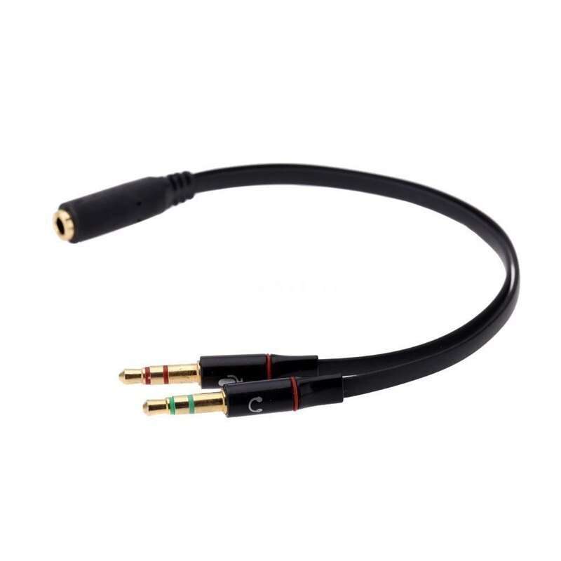 3.5mm Jack Y Splitter 2 Male to 1 Female Stereo Audio Headphone adapter Black cable - HRIDZ