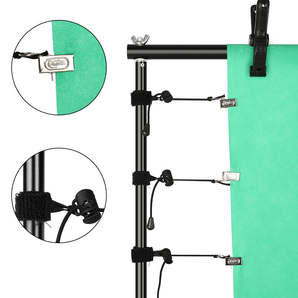 2x3m Backdrop Support System Kit With 6x9ft Green,Black,White Cloth For Muslins Background Stand Adjust With Carry Bag 