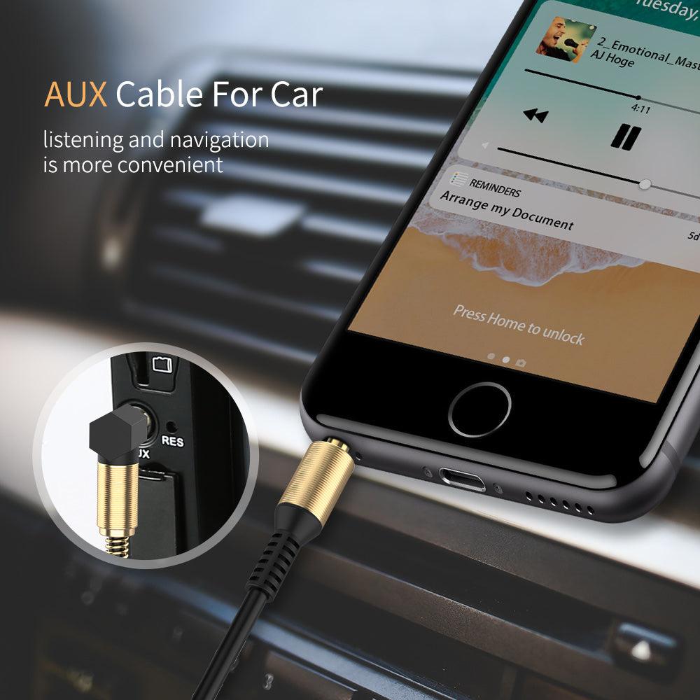 3.5MM 2m Gold Plated Jack AUX Audio Cable Male to Male For Phone Car Speaker MP4 Headphone - HRIDZ