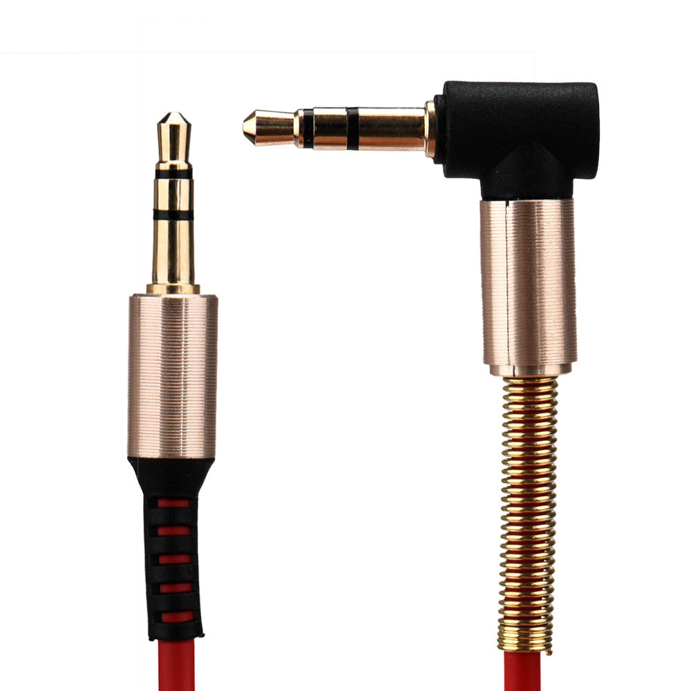 Hridz 3.5 AUX Anti-break high-elastic headphone cable 90 degree elbow spring audio cable - HRIDZ