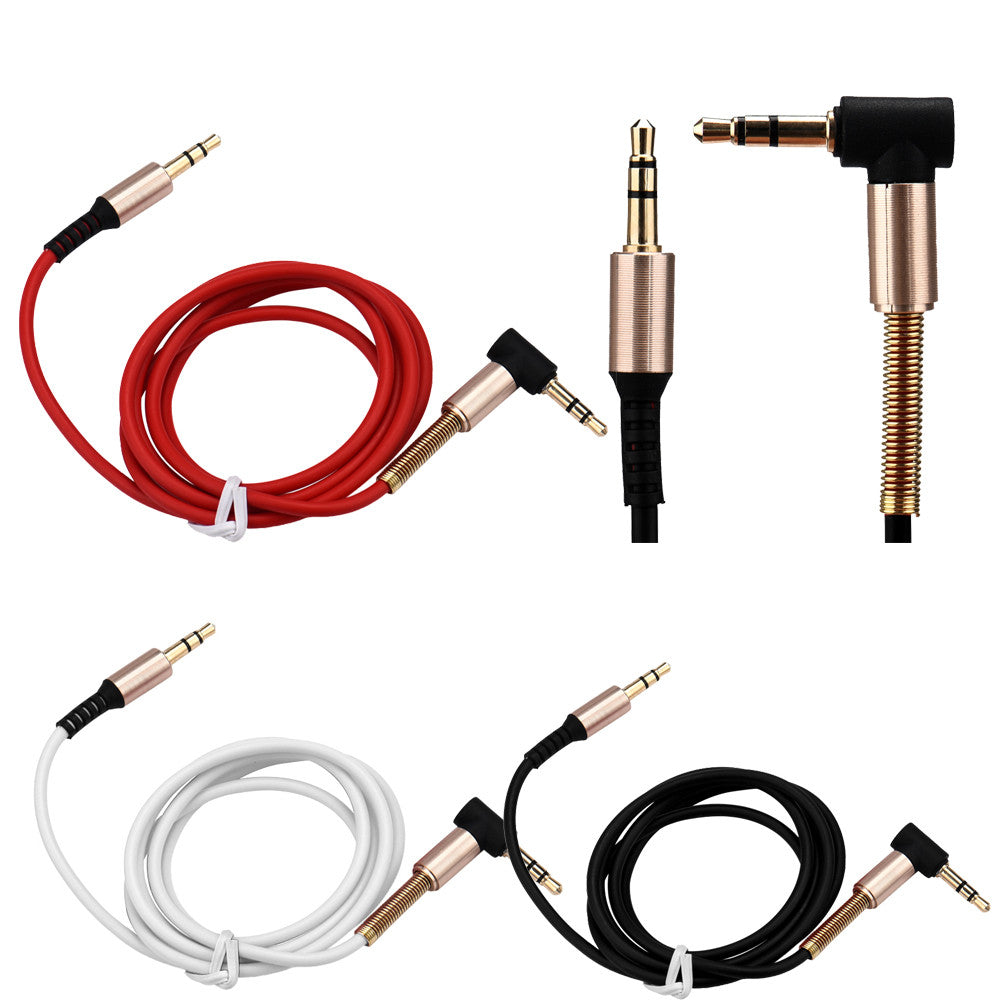 Hridz 3.5 AUX Anti-break high-elastic headphone cable 90 degree elbow spring audio cable - HRIDZ