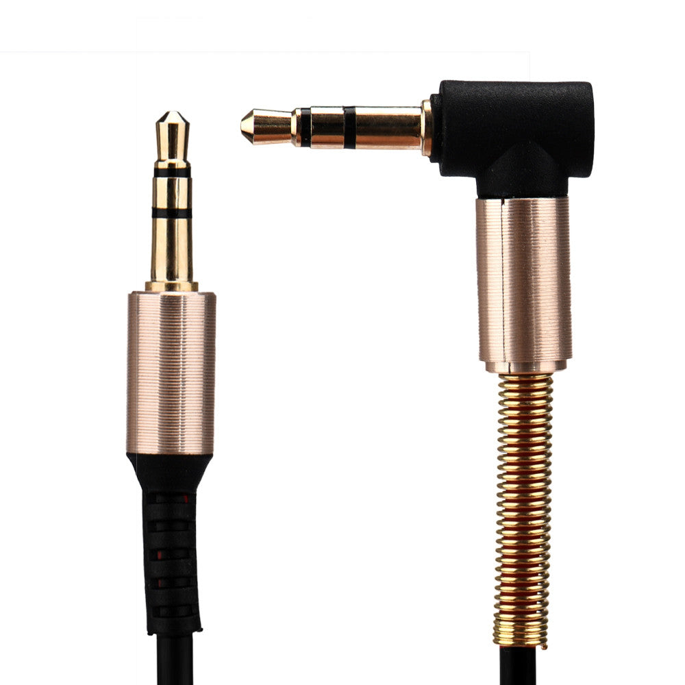 Hridz 3.5 AUX Anti-break high-elastic headphone cable 90 degree elbow spring audio cable - HRIDZ