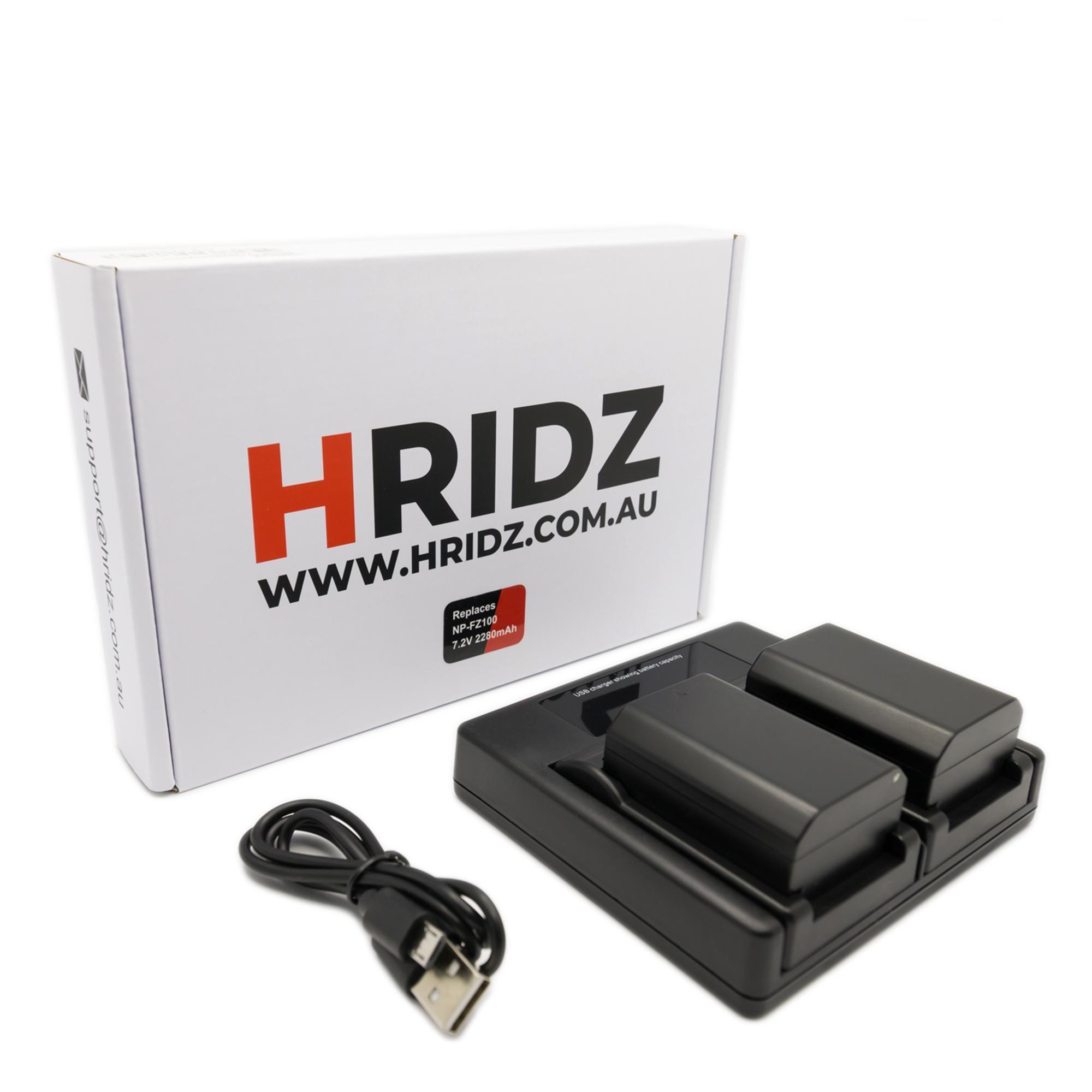 Hridz NP-FZ100 Battery and Dual Charger Pack for Sony A9 9R A9R A9S A7RIII A7RIV A6600 - HRIDZ