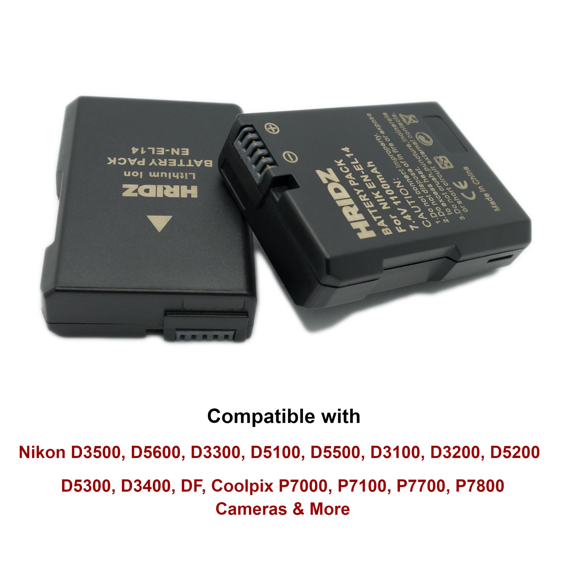 1pcs Hridz EN-EL14 Battery For Nikon D-Series, Coolpix and P-Series Cameras - HRIDZ