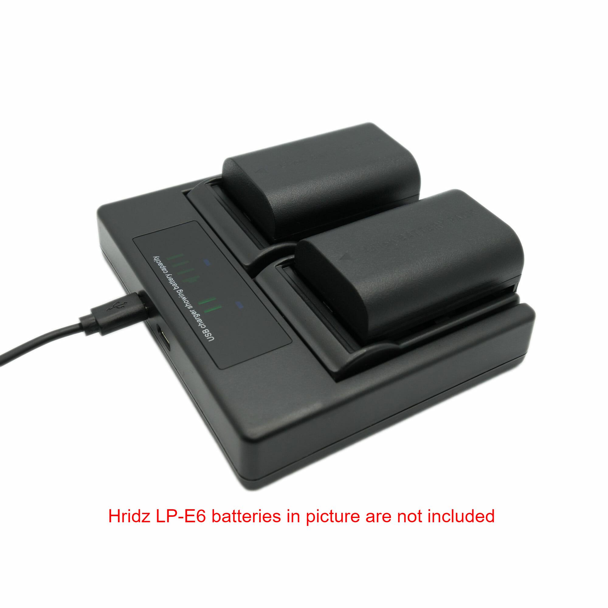 HRIDZ LP-E6 LP-E6NH Dual Battery Charger For Canon EOS R7 5D 6D 7D 80D 70D 60D LP-E6 60Da - HRIDZ