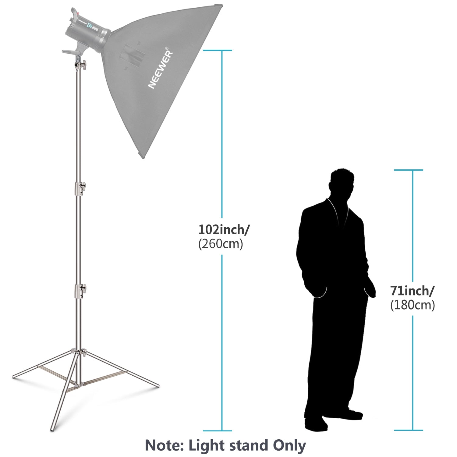 Hridz Stainless Steel 2.8m Heavy Duty Light Stand for Studio Softbox Bowen Lights Photography Studio 280cm Tripod - HRIDZ