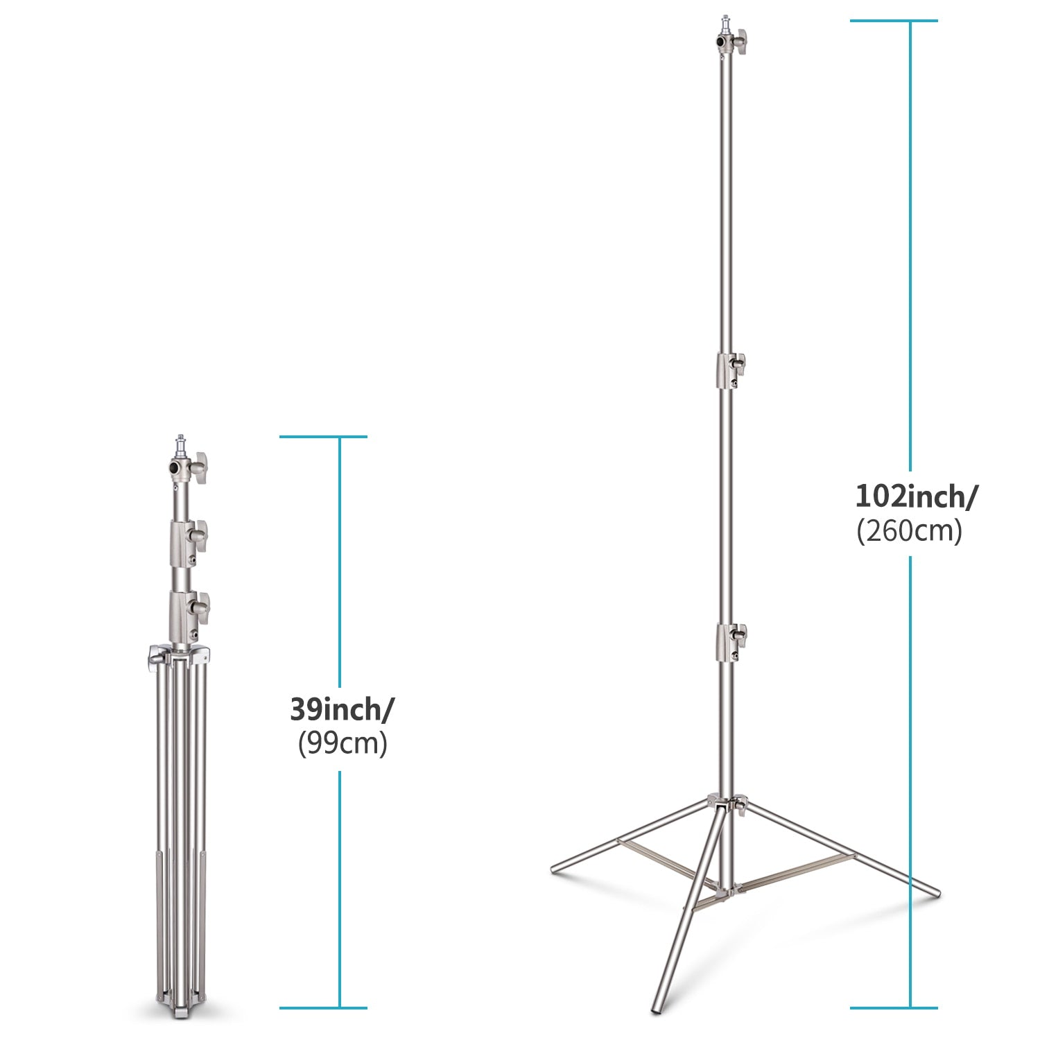 Hridz Stainless Steel 2.8m Heavy Duty Light Stand for Studio Softbox Bowen Lights Photography Studio 280cm Tripod - HRIDZ