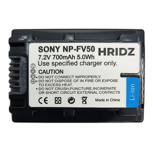 Hridz NP-FV50 Battery for Sony FV50 FV60 FV70 HDR-XR150 XR160 XR260V XR350 XR550 - HRIDZ