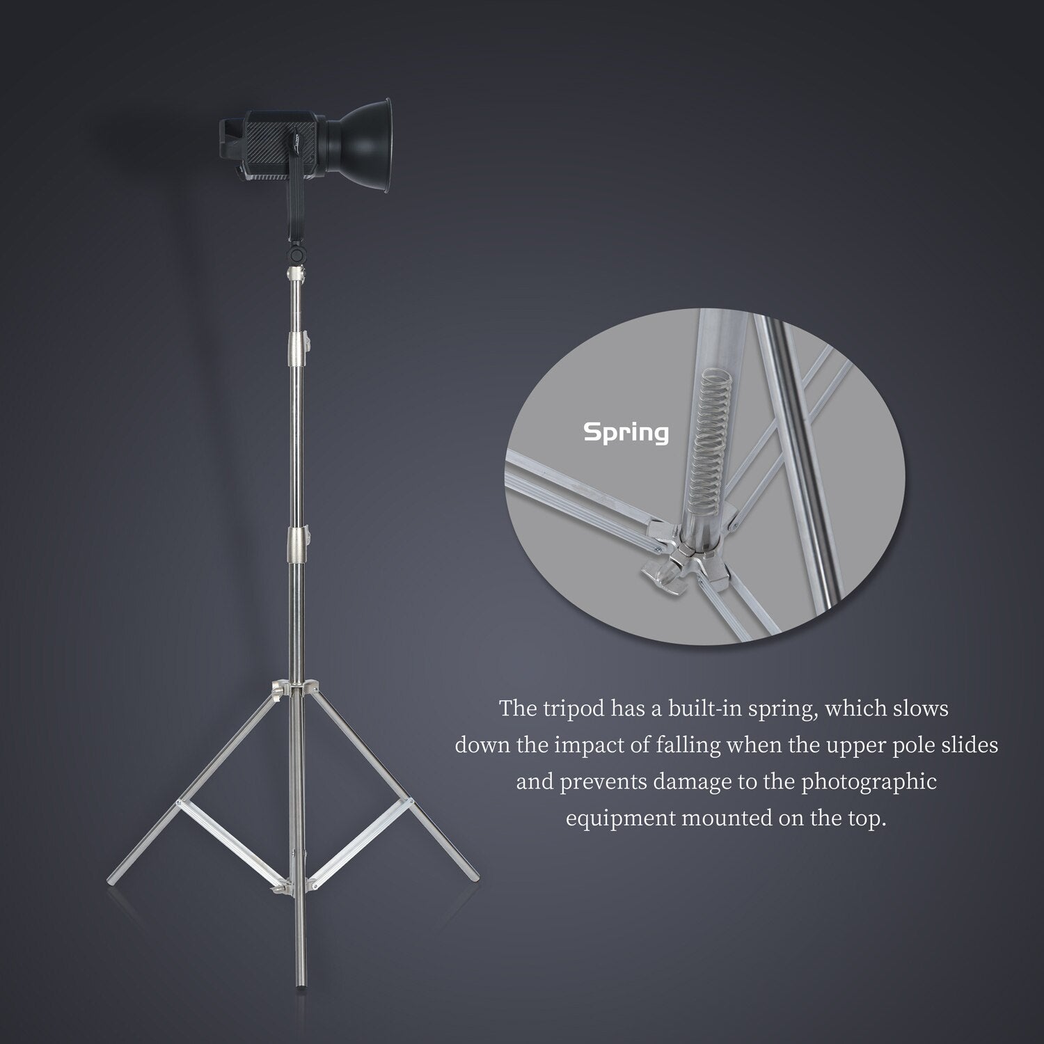 2.8m Stainless Steel Light Stand Heavy Duty Tripod for Studio Photo Softbox Lighting Hridz - HRIDZ