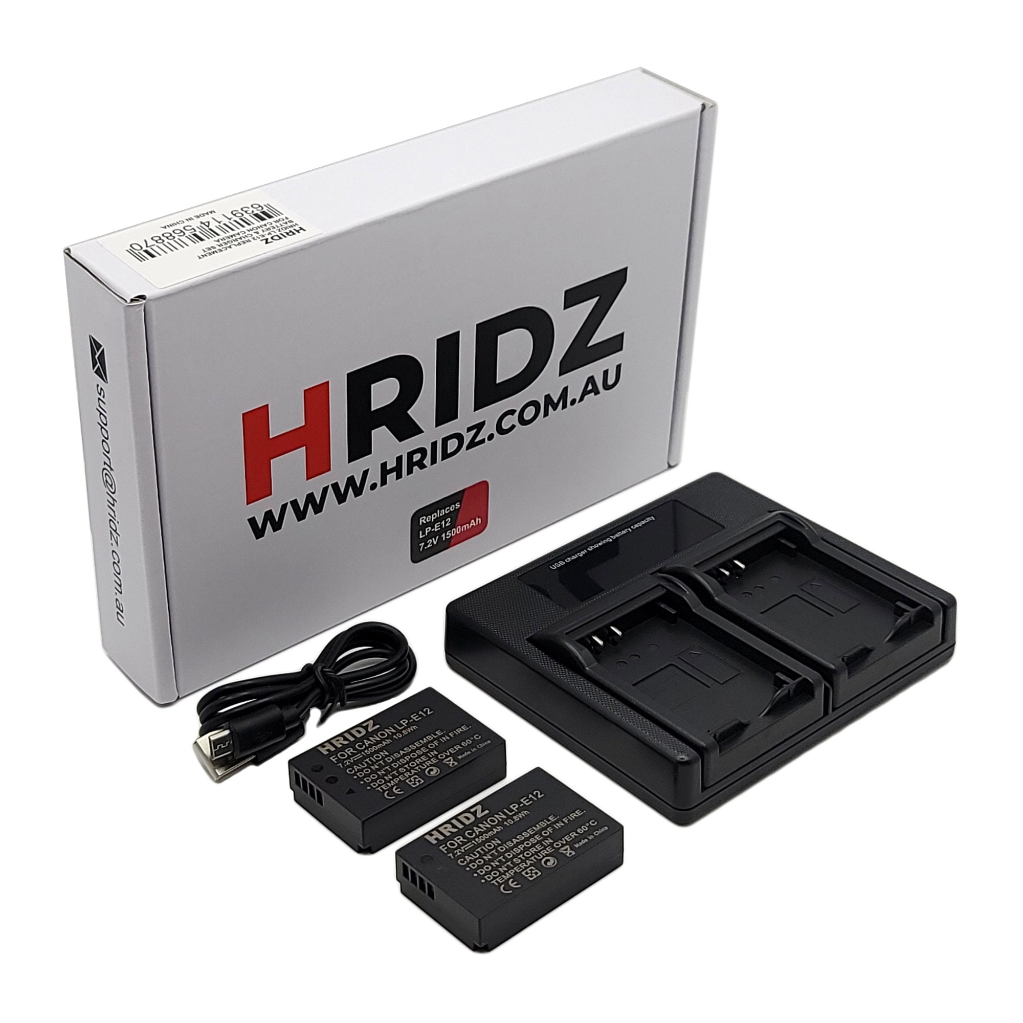 Hridz 2-Pack LP-E12 Battery Combo Pack for Canon EOS M M2 M10 M50 M100 –  HRIDZ