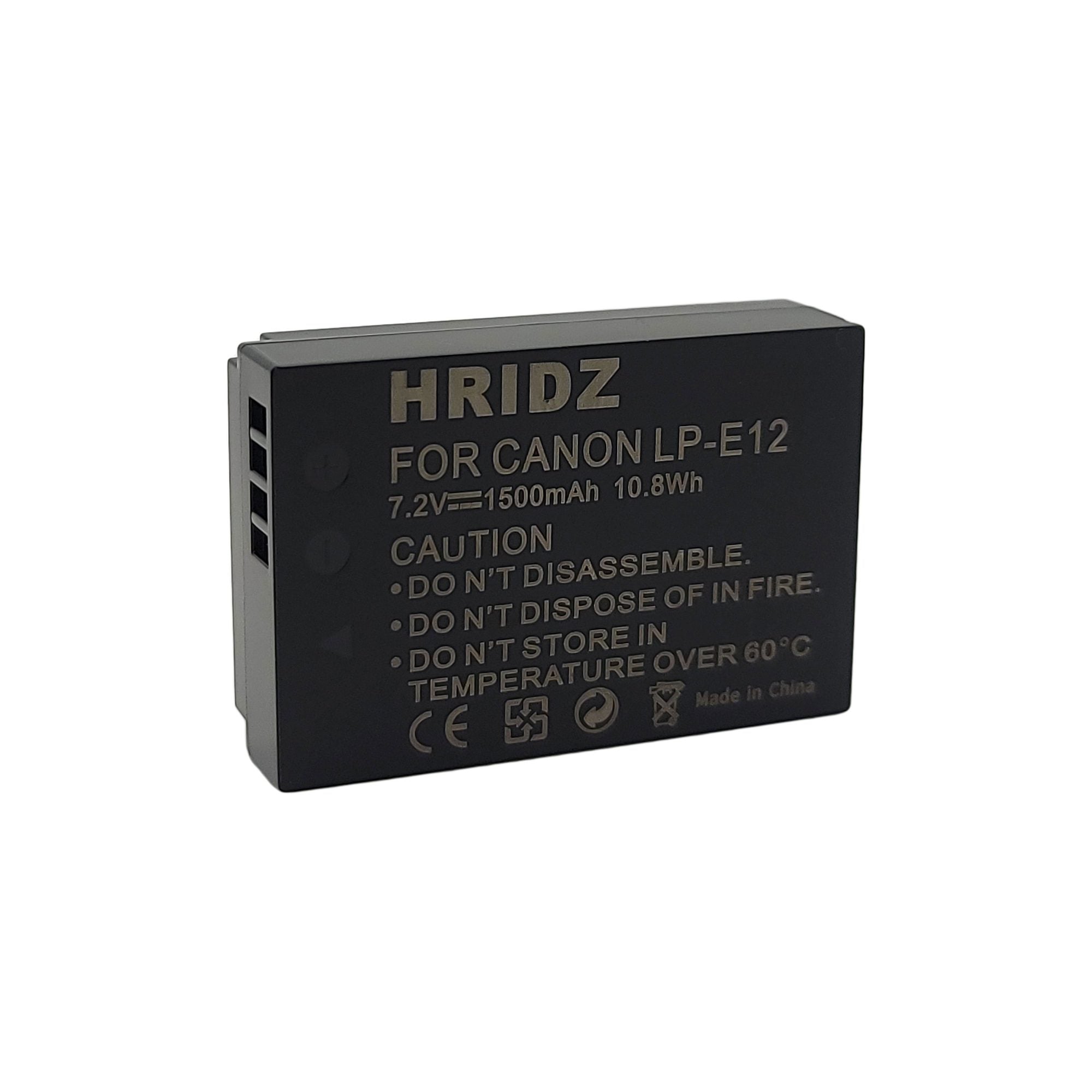 Hridz 2-Pack LP-E12 Battery Combo Pack for Canon EOS M M2 M10 M50 M100 M200 SL1 SX70 HS - HRIDZ