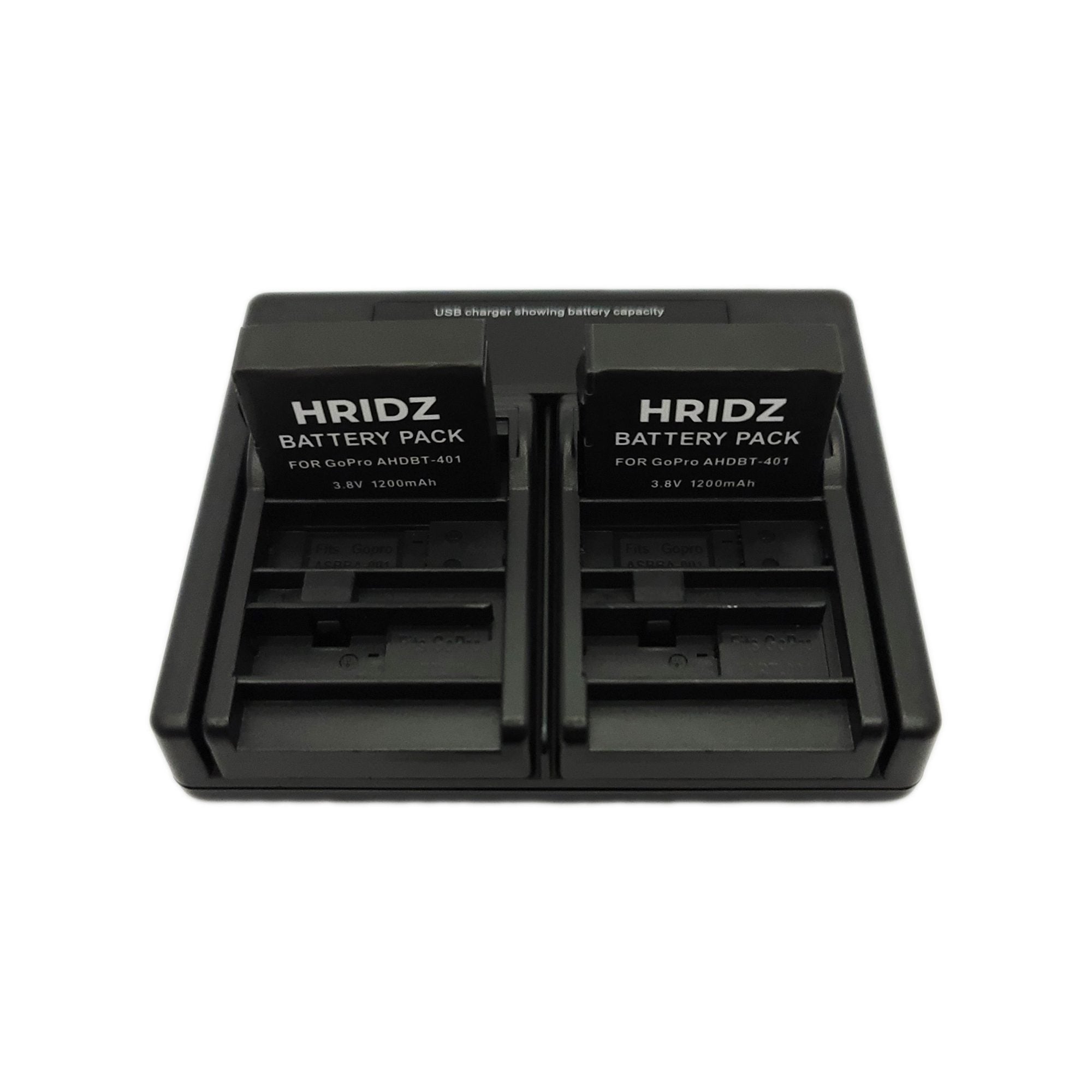 Hridz AHDBT-401 Charger for GoPro HERO4 BLACK HERO4 SILVER Camera Battery - HRIDZ