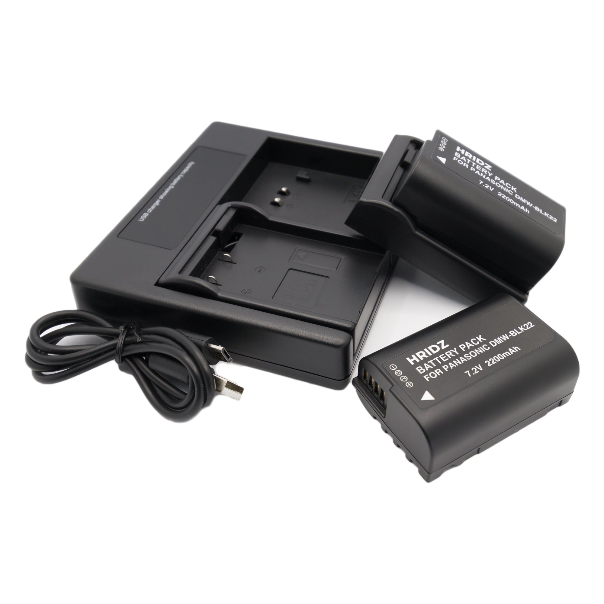 Hridz BLK22 Battery and Dual charger for Panasonic DMW-BLK22 LUMIX DSLR - HRIDZ