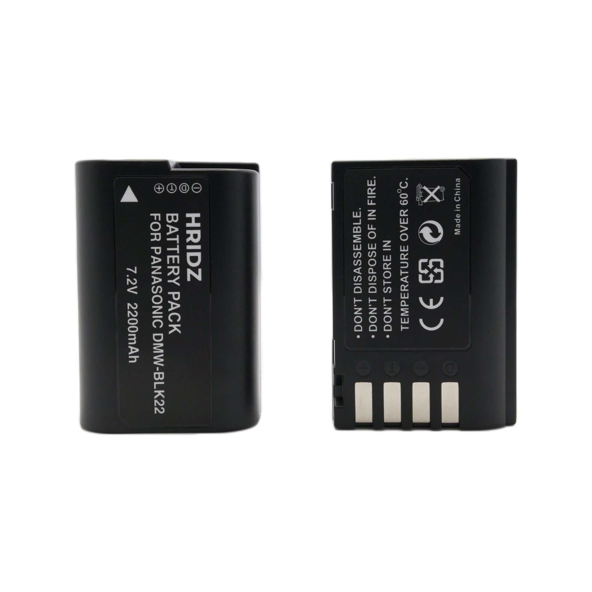 Hridz BLK22 Batteries & Charger for Panasonic Lumix G9 S5 GH6 GH5 GH5s - HRIDZ