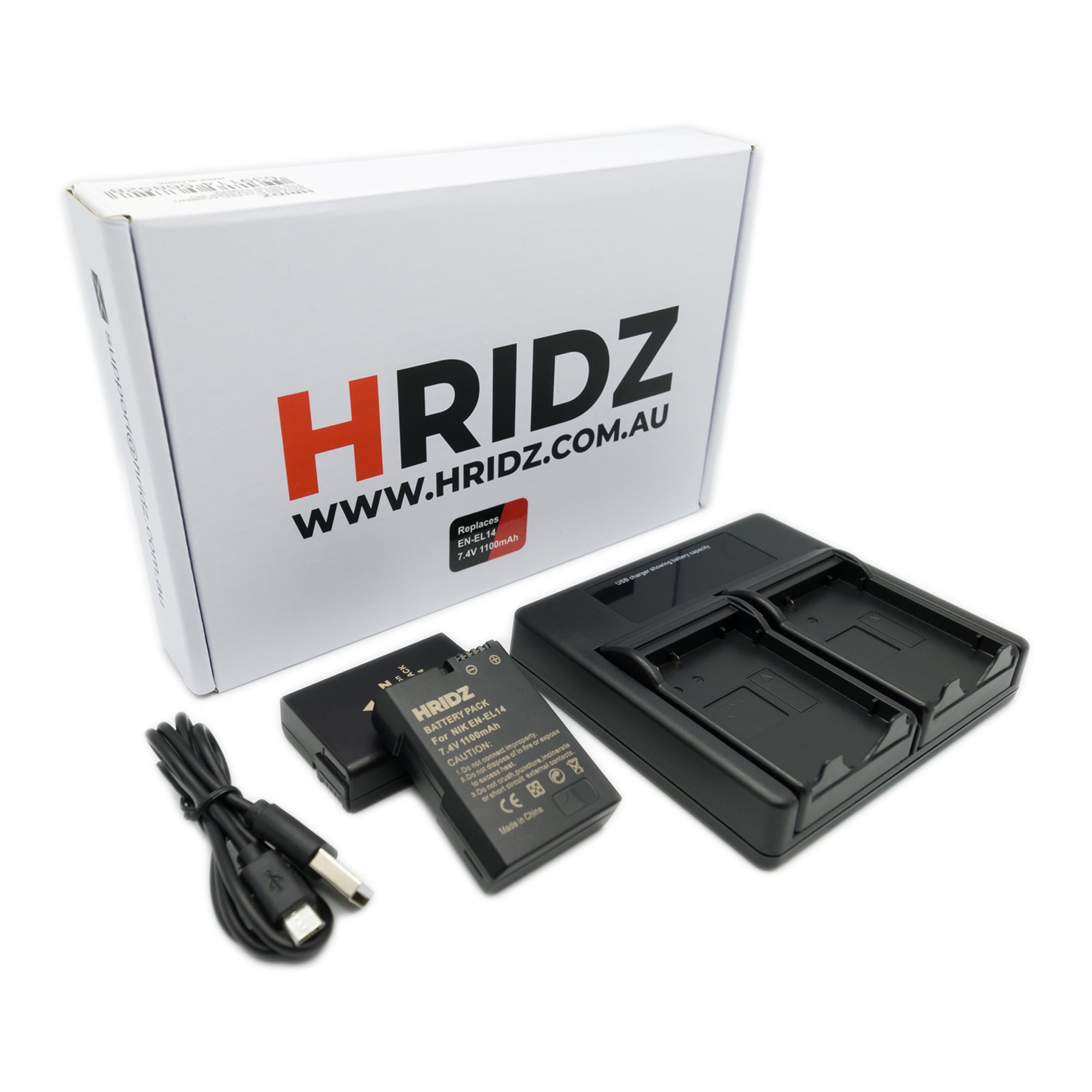 Hridz EN-EL14 Battery & Charger Set replacement for Nikon EN-EL14 Battery - HRIDZ