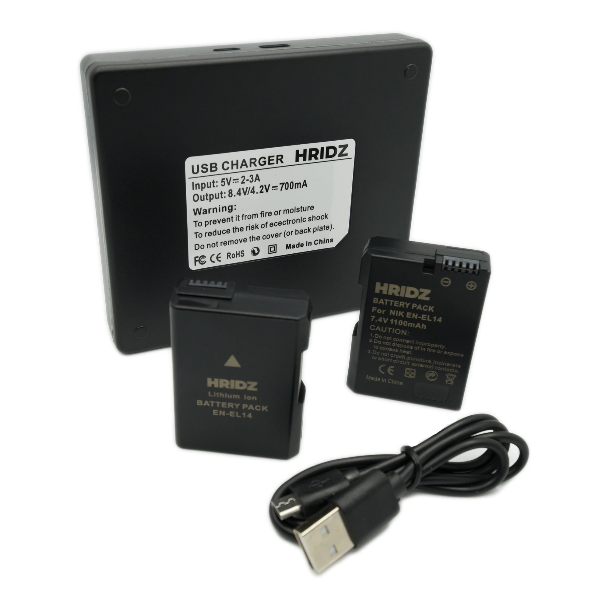 Hridz EN-EL14 Battery & Charger Set replacement for Nikon EN-EL14 Battery - HRIDZ