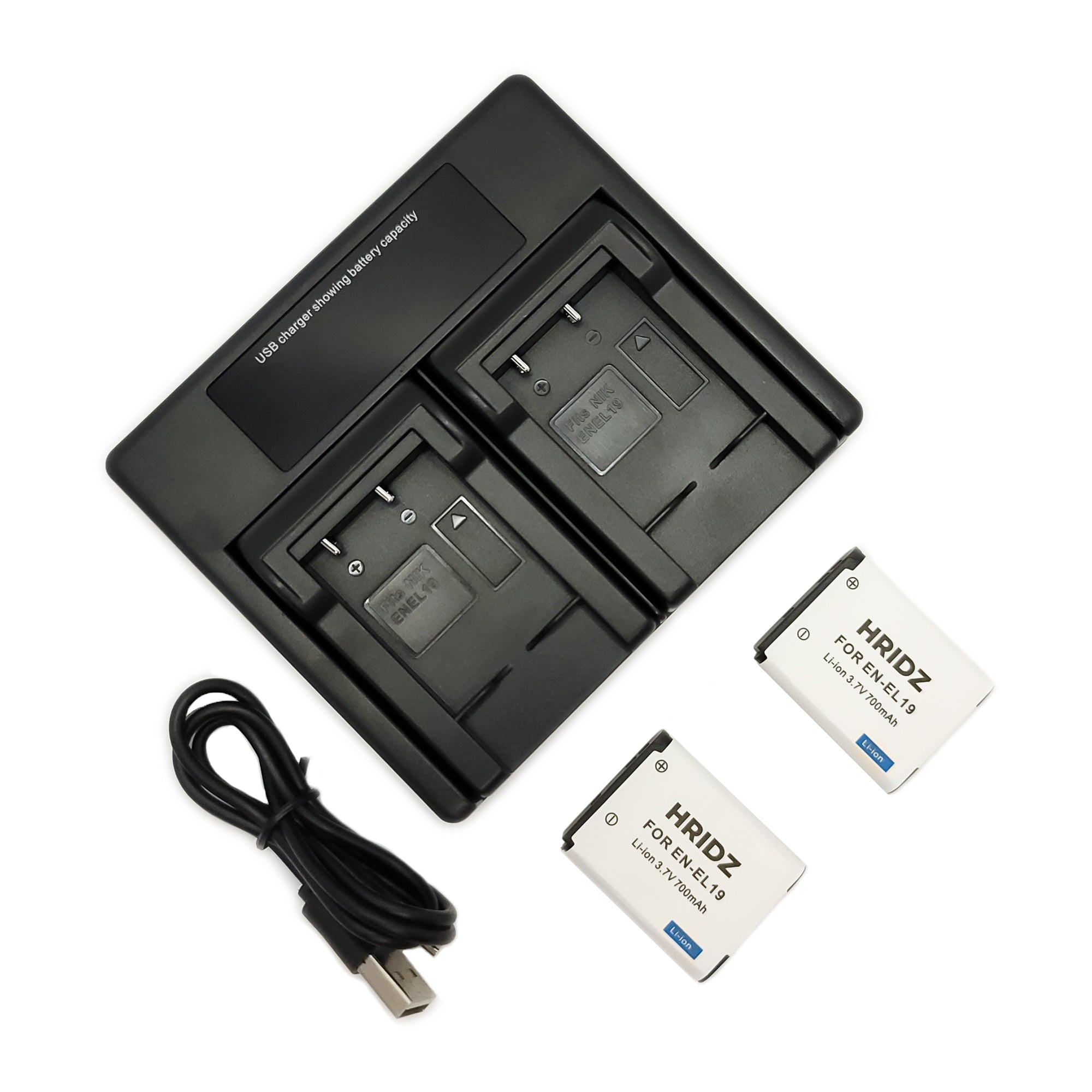 Hridz EN-EL19 Battery and Charger For Nikon Coolpix S4100 S4400 S5200 S5300 - HRIDZ