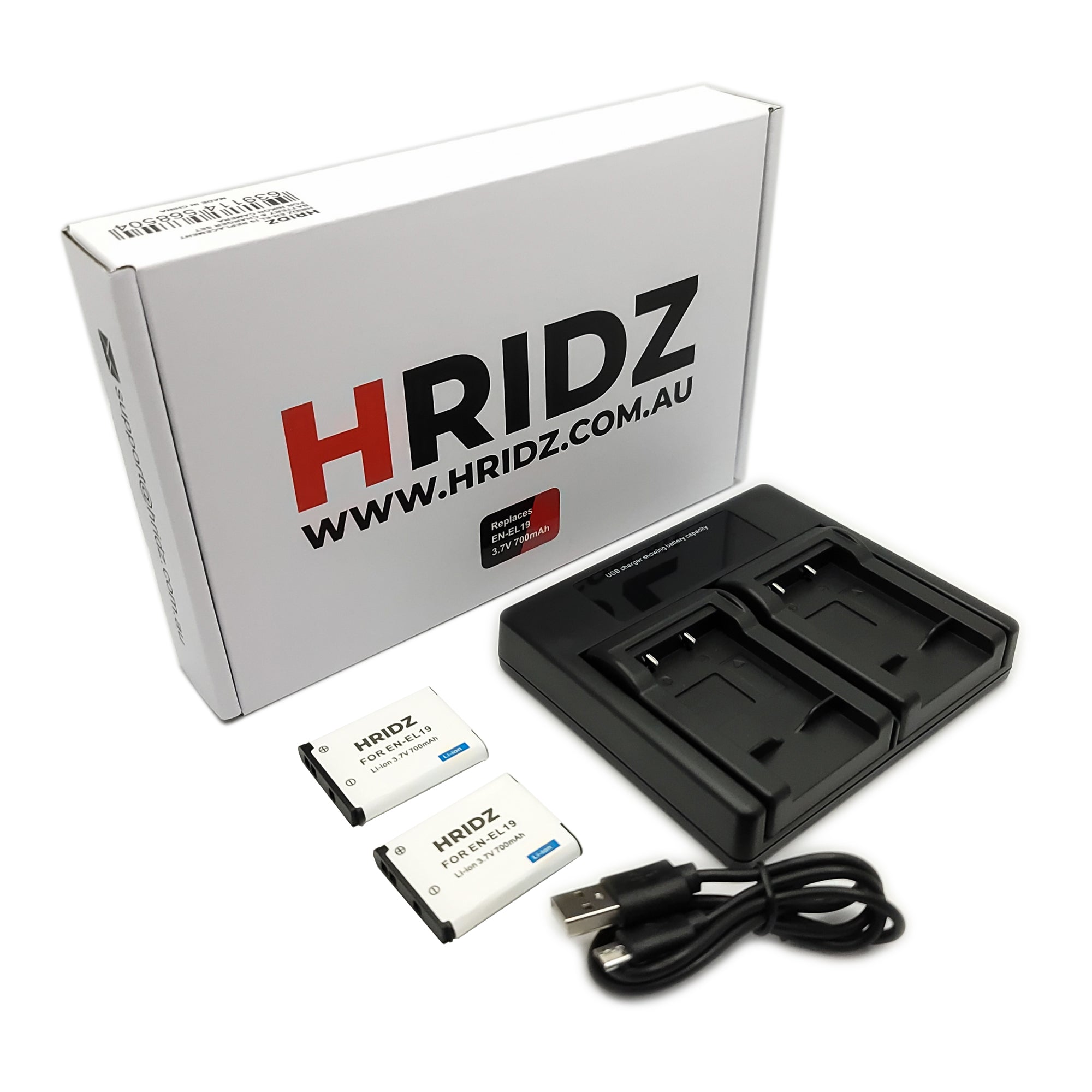 Hridz EN-EL19 Battery and Charger For Nikon Coolpix S4100 S4400 S5200 S5300 - HRIDZ