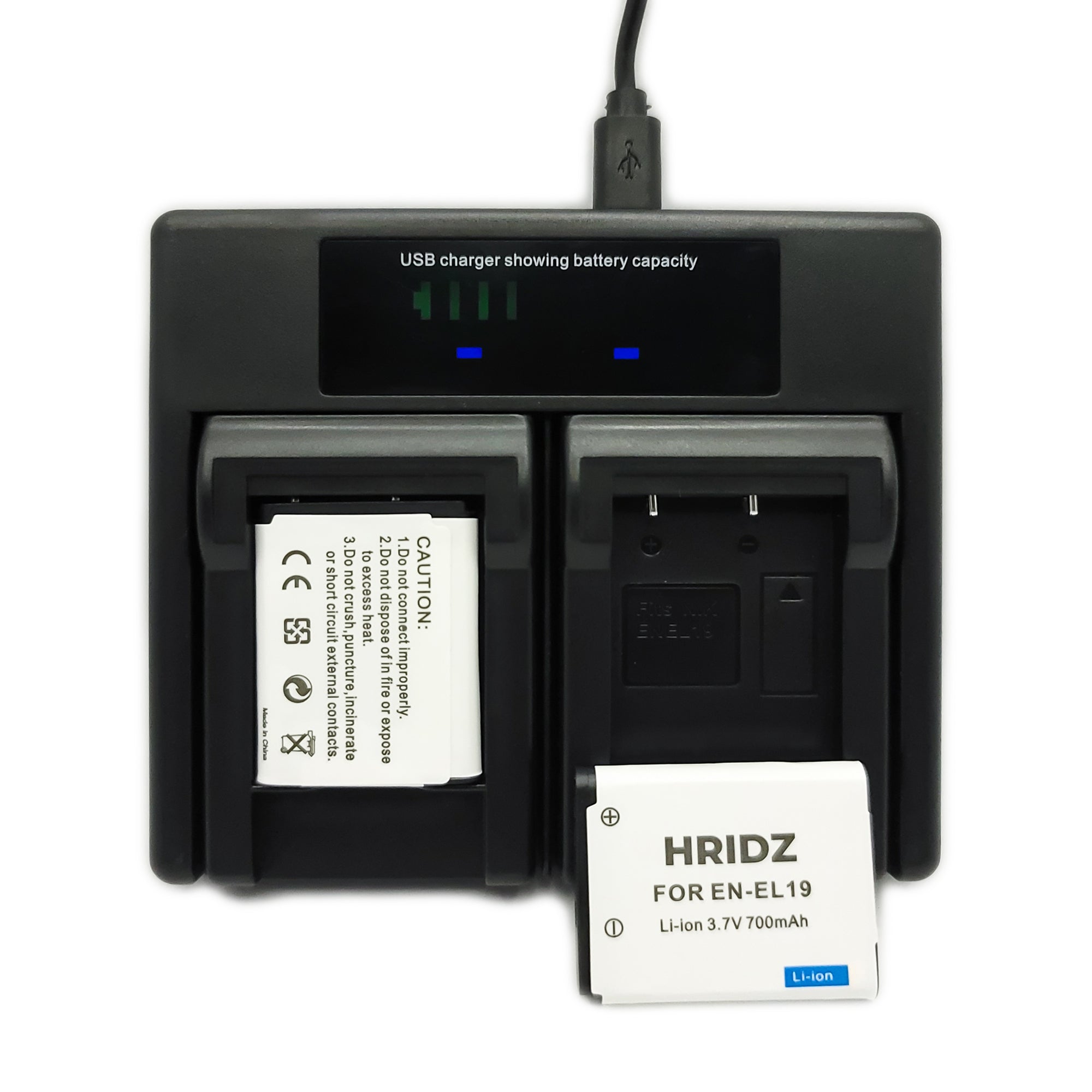 Hridz EN-EL19 Battery and Charger For Nikon Coolpix S4100 S4400 S5200 S5300 - HRIDZ