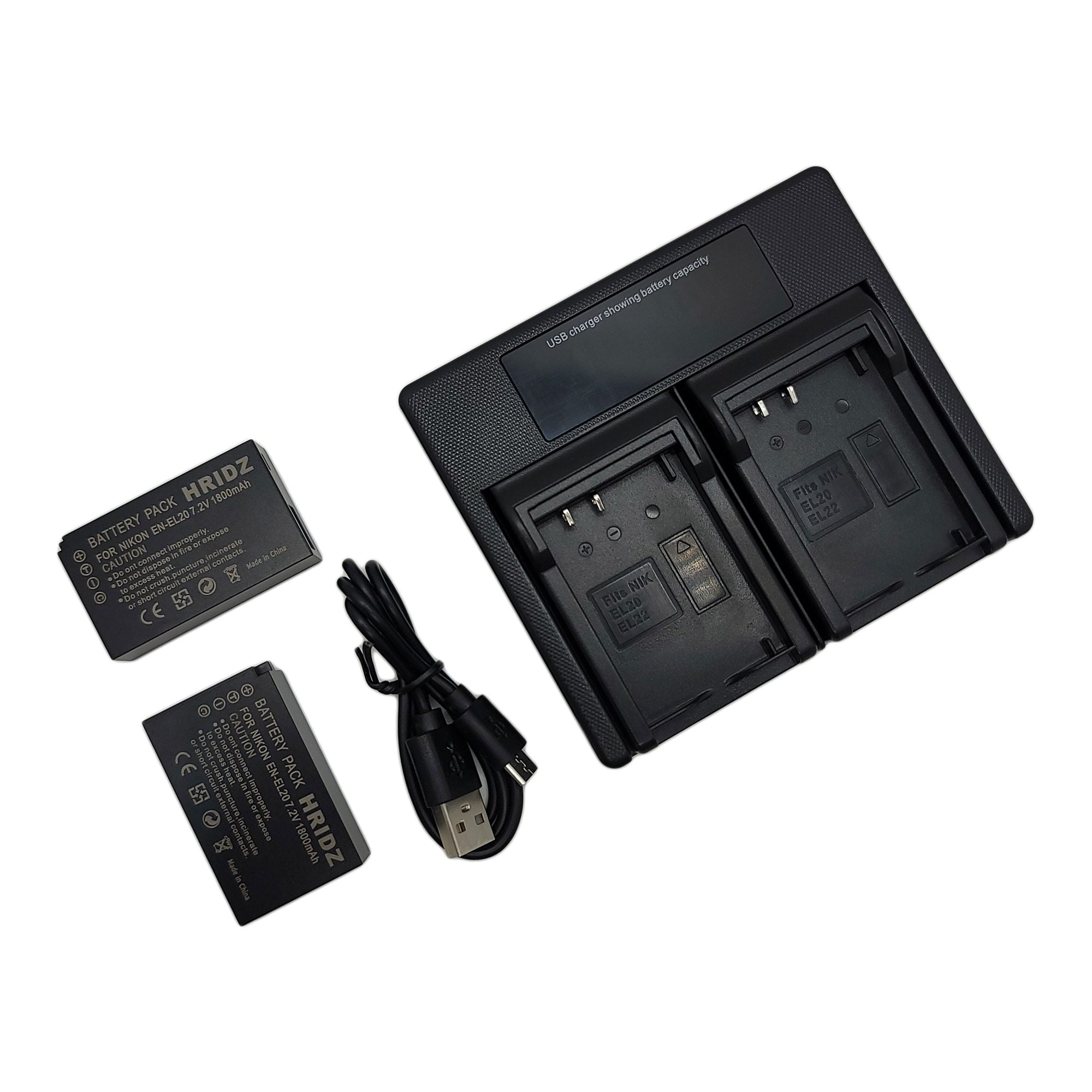 Hridz EN-EL20 Batteries & Dual USB Charger Combo for Nikon EN-EL20 EN-EL22 EL20A - HRIDZ