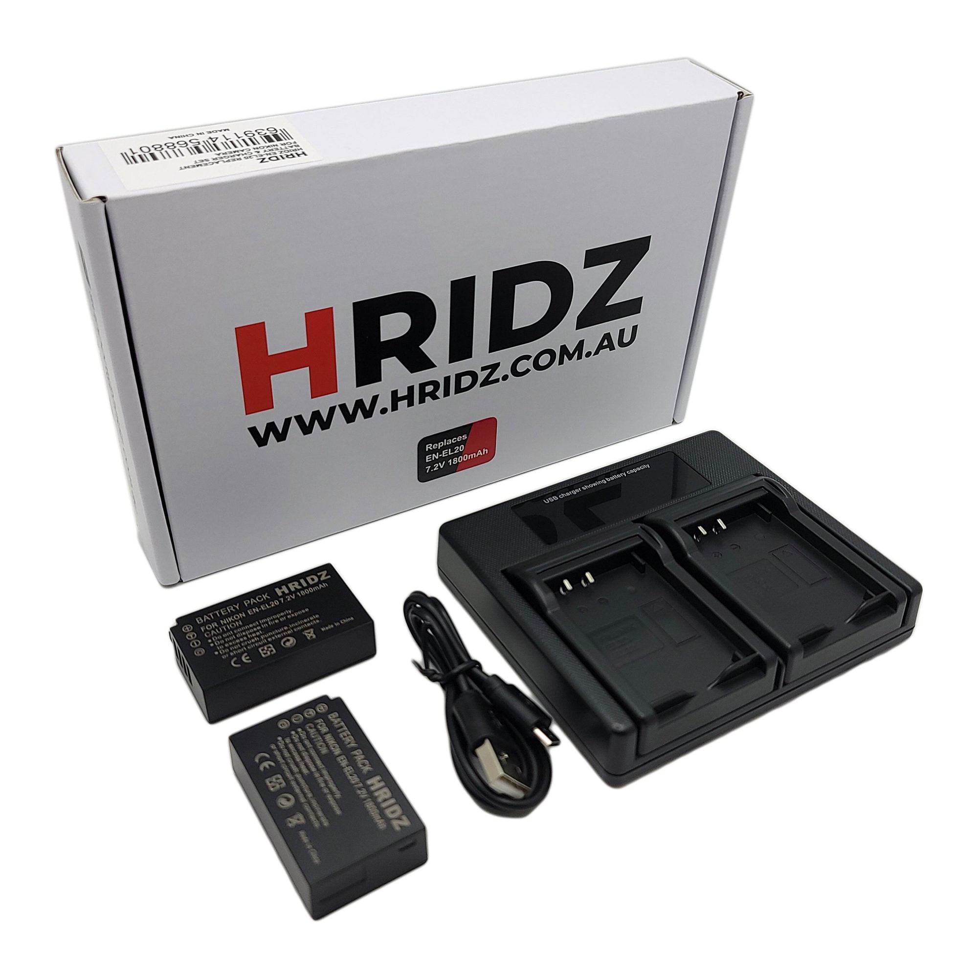 Hridz EN-EL20 Batteries & Dual USB Charger Combo for Nikon EN-EL20 EN- –  HRIDZ