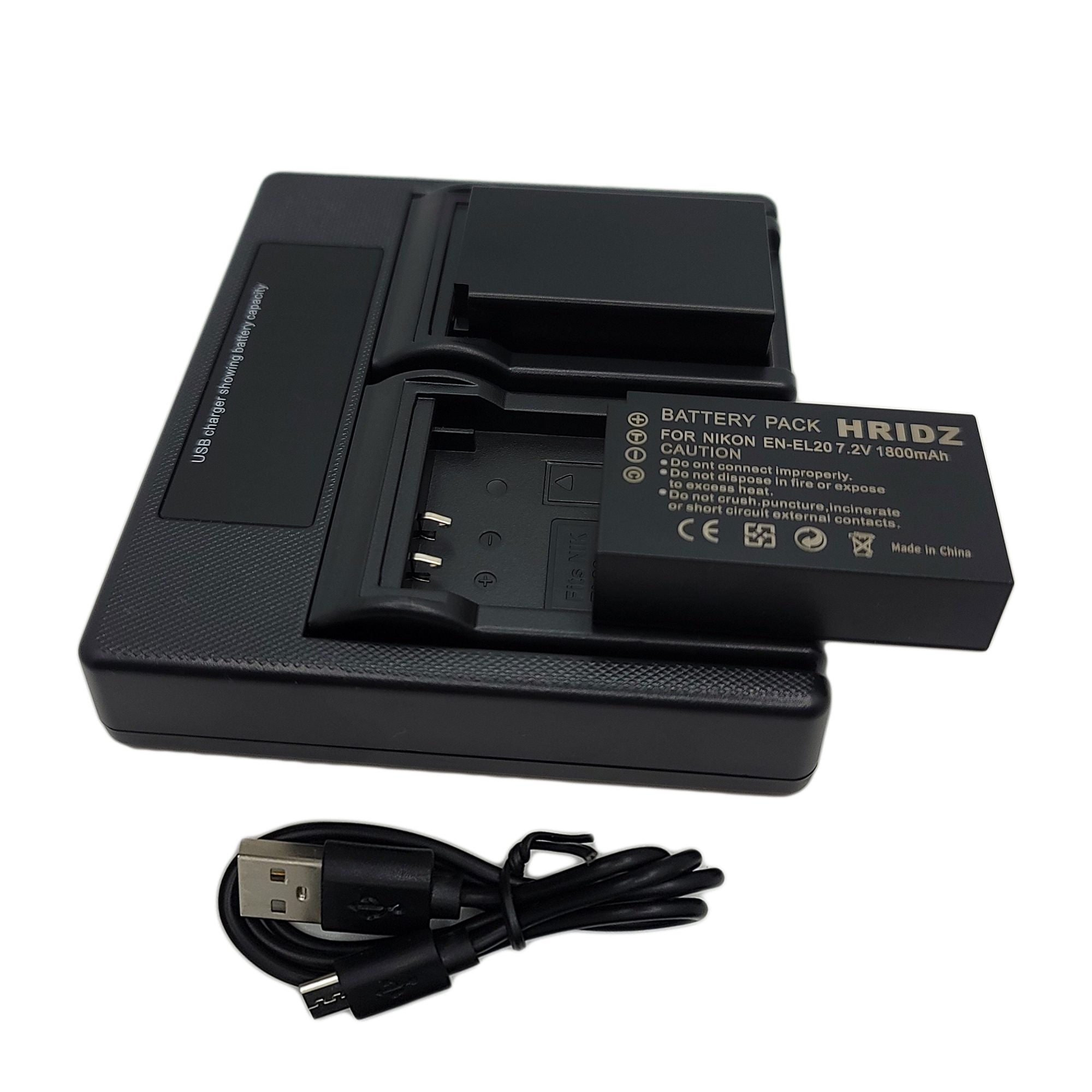 Hridz EN-EL20 Batteries & Dual USB Charger Combo for Nikon EN-EL20 EN-EL22 EL20A - HRIDZ