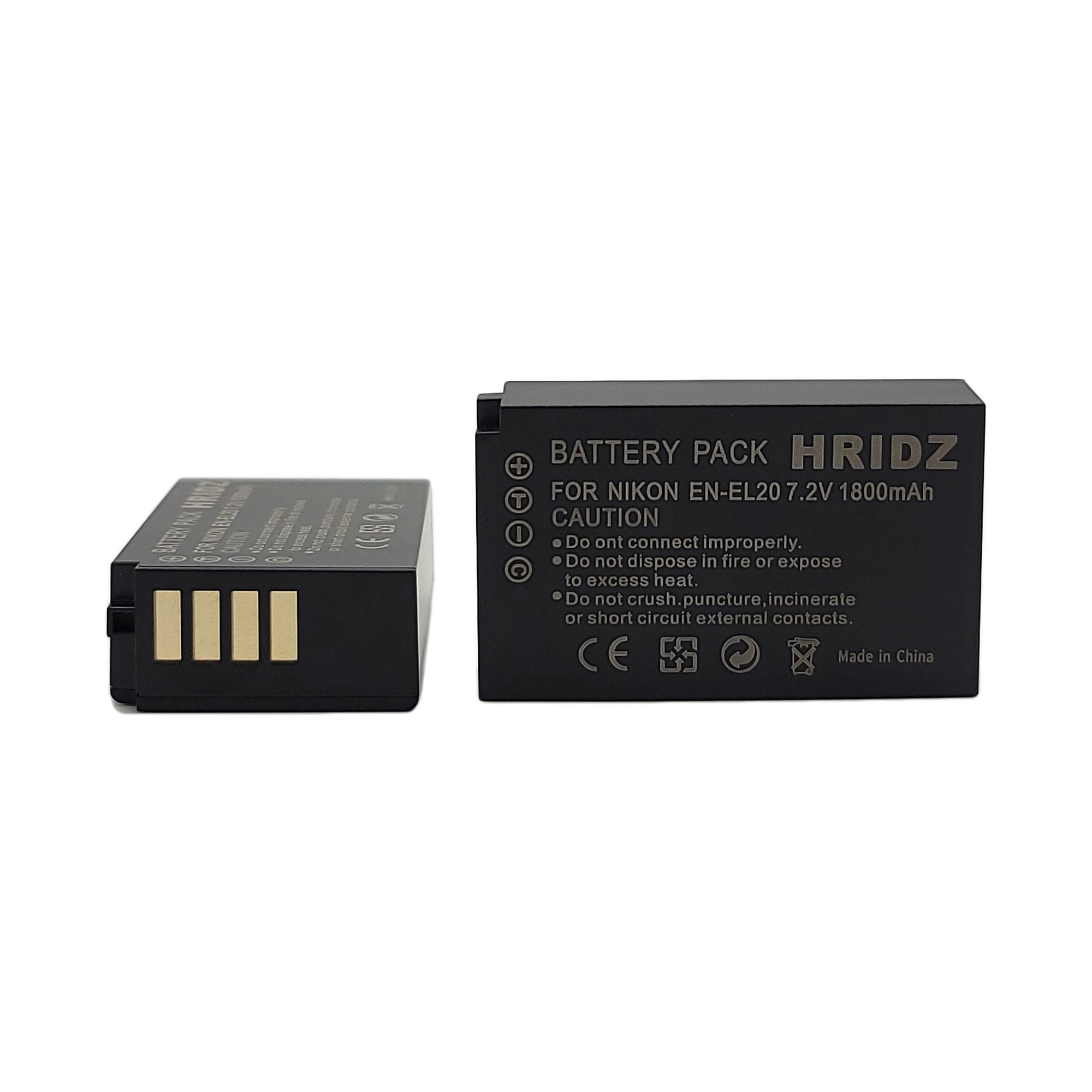 Hridz EN-EL20 Batteries & Dual USB Charger Combo for Nikon EN-EL20 EN-EL22 EL20A - HRIDZ